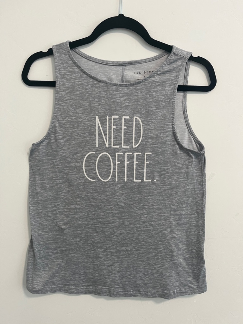 Rae Dunn Gray Tank Top with "Need Coffee." Print, Small